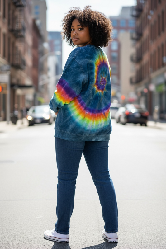 3XL Neon Rainbow Spiral Surge Long Sleeve Tee