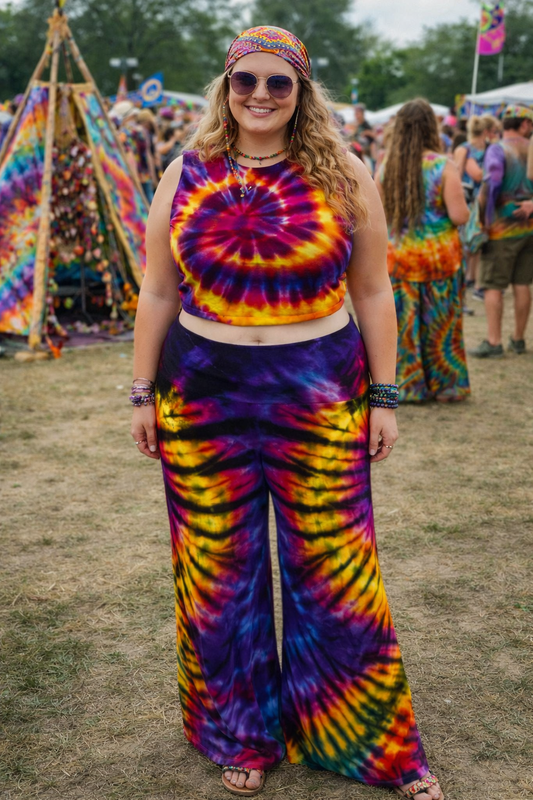 L/XL Electric Sunset Flowy Yoga Pants