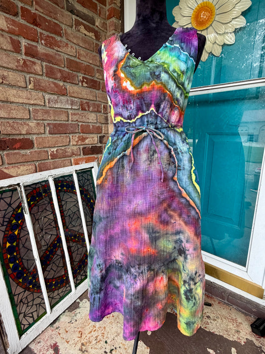 XS (2) Rainbow Thunderstorm Midi Dress