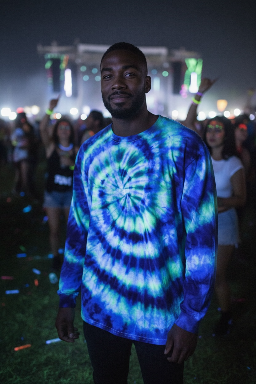 3XL Blacklight Blue Surge Spiral Long Sleeve Tee