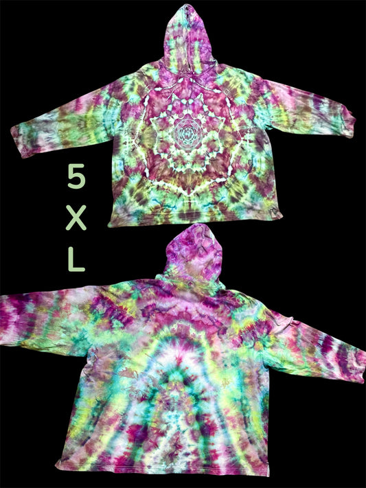 5XL Mystic Kaleidoscope Long Sleeve Hooded Shirt