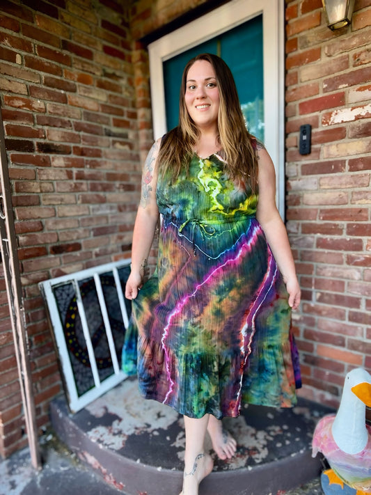 XXL (20) Rainbow Thunderstorm Midi Dress