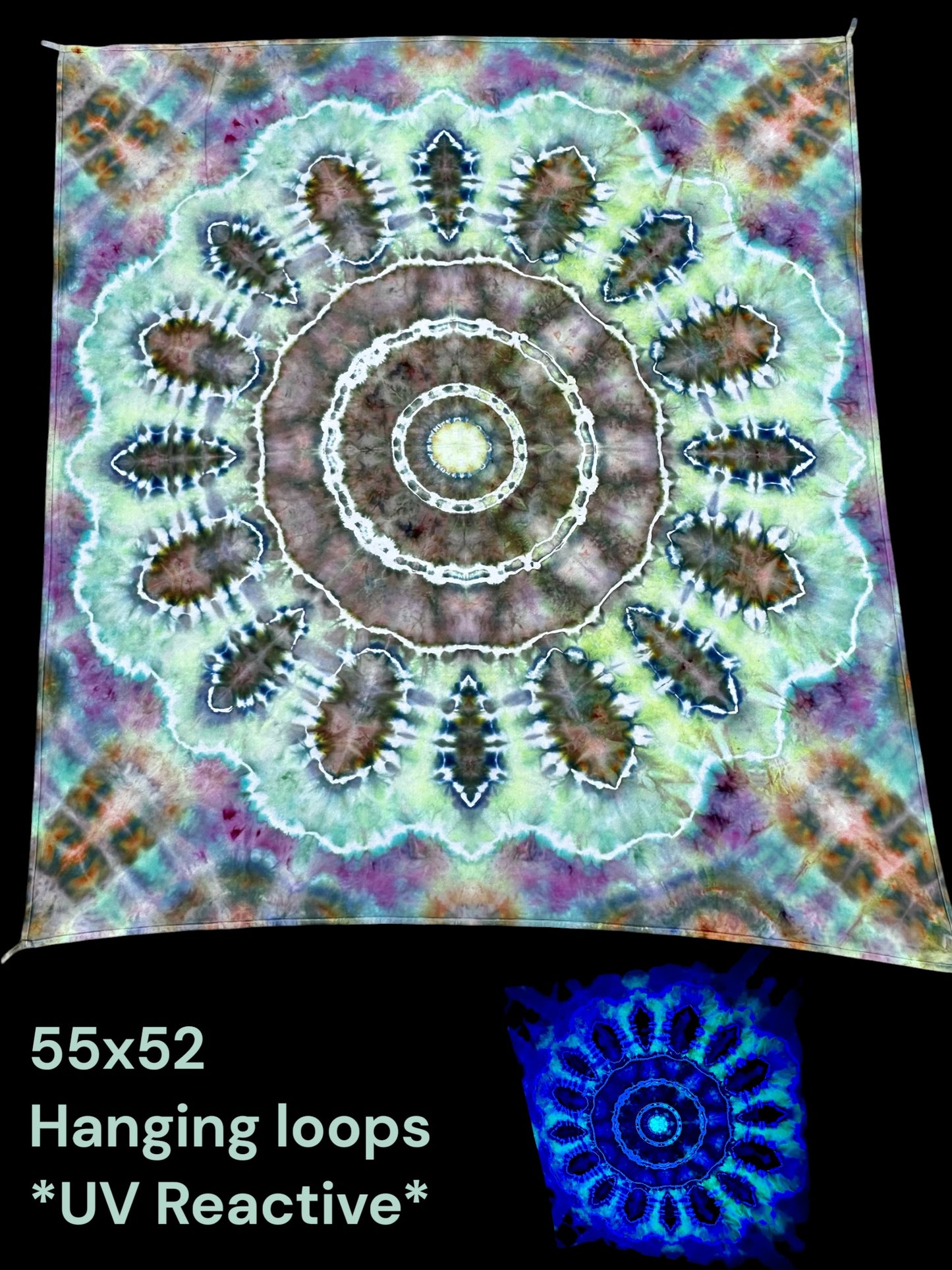 Moonlit Moss Mandala Tapestry *UV REACTIVE*