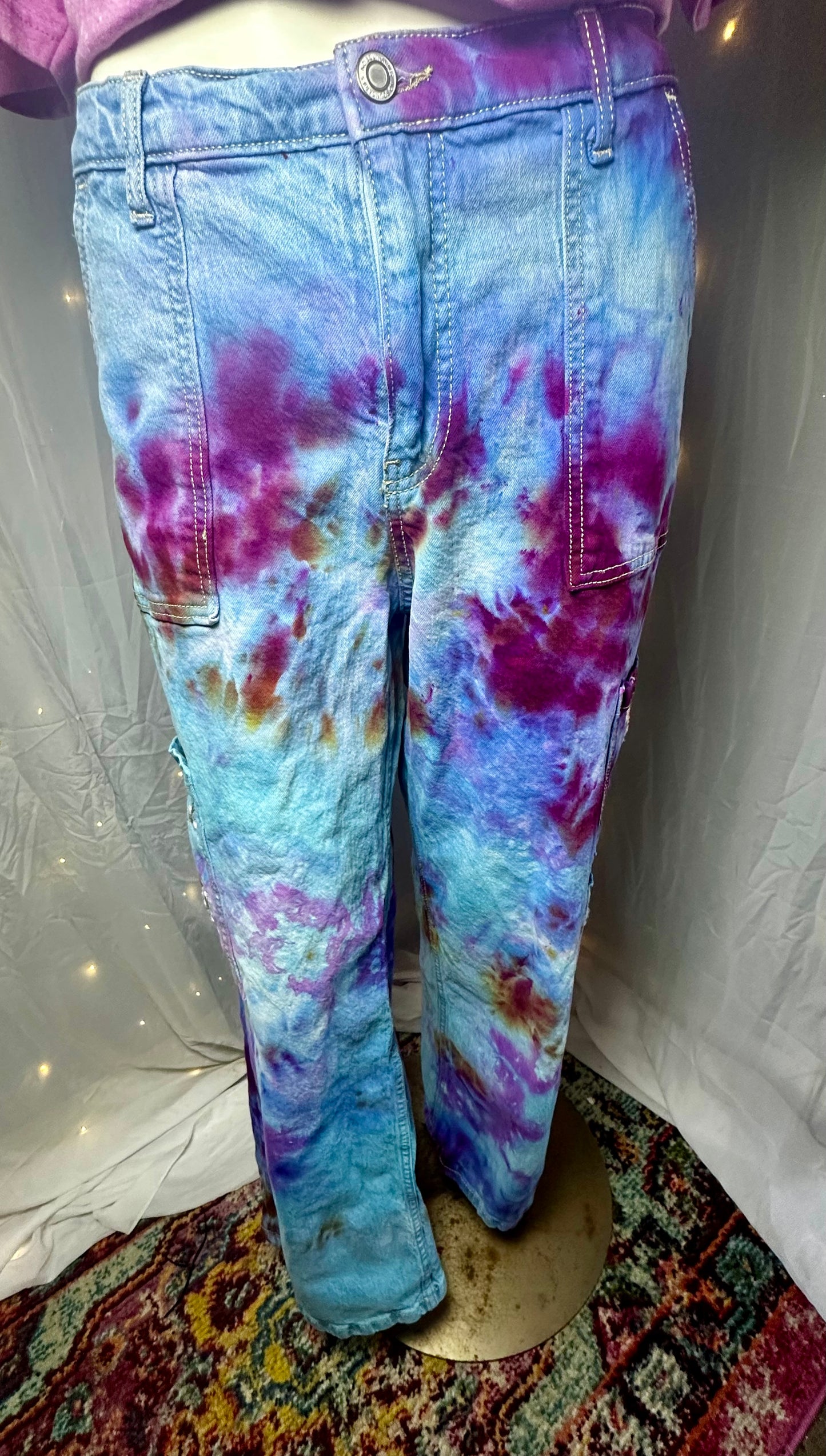 Medium Lavender Skywash Cargo Jeans