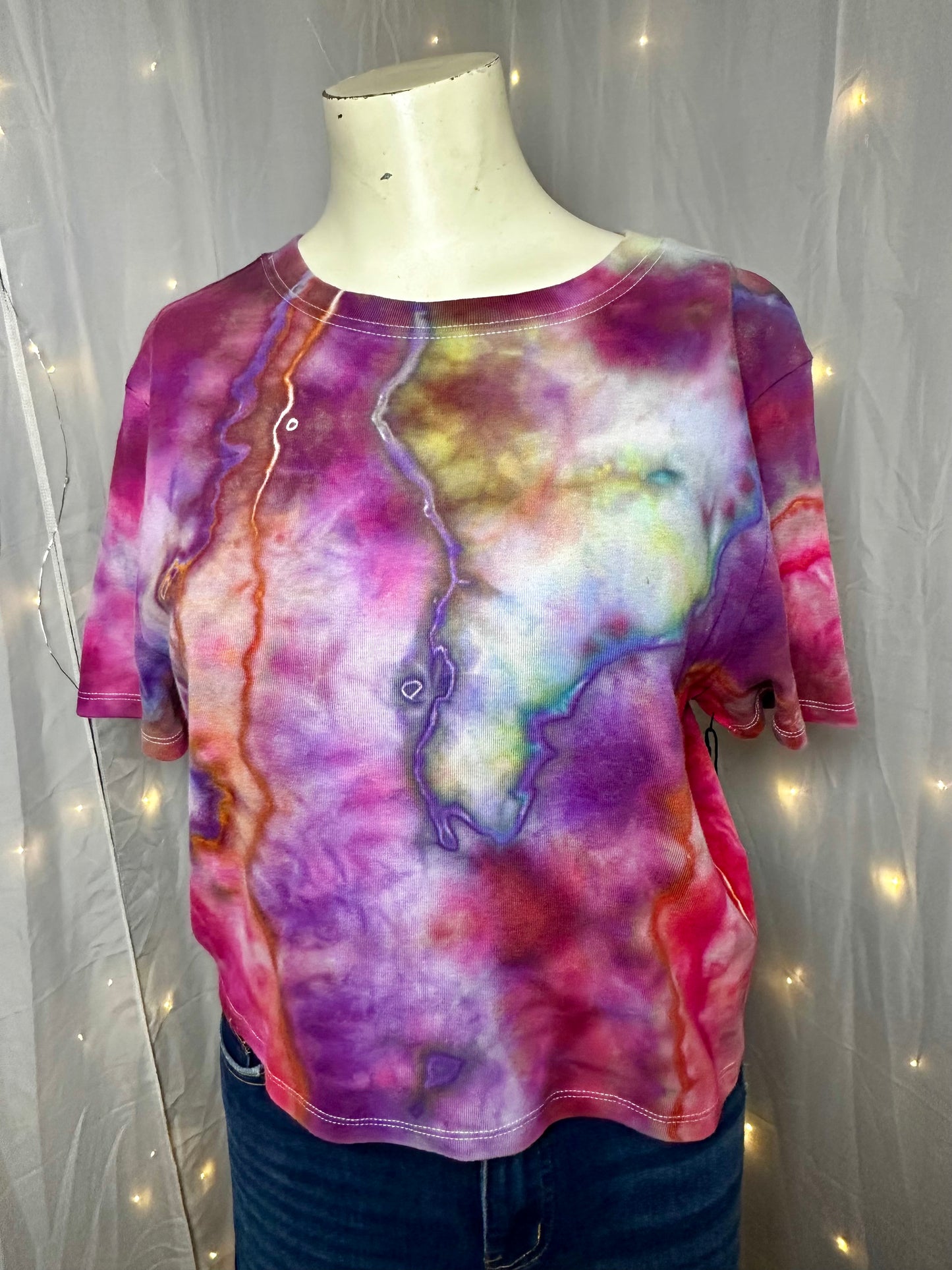 XXL Electric Rose Geode Crop Top