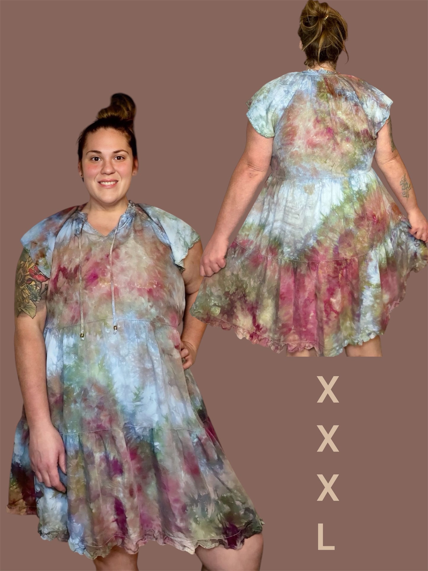 XXXL Earthbound Tier Mini Dress with Flutter Sleeves