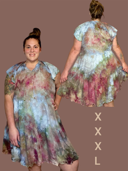 XXXL Earthbound Tier Mini Dress with Flutter Sleeves