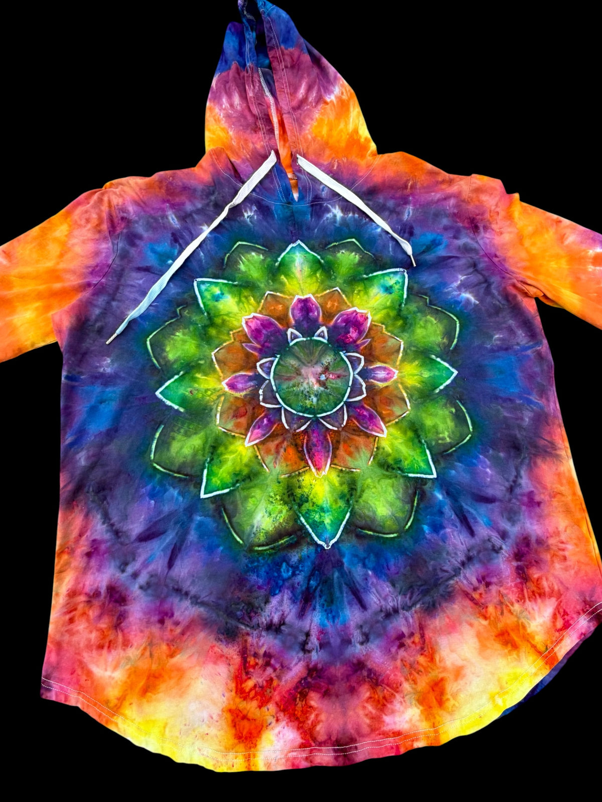 Psychedelic Lotus Portal Hooded Workout Long Sleeve Tee