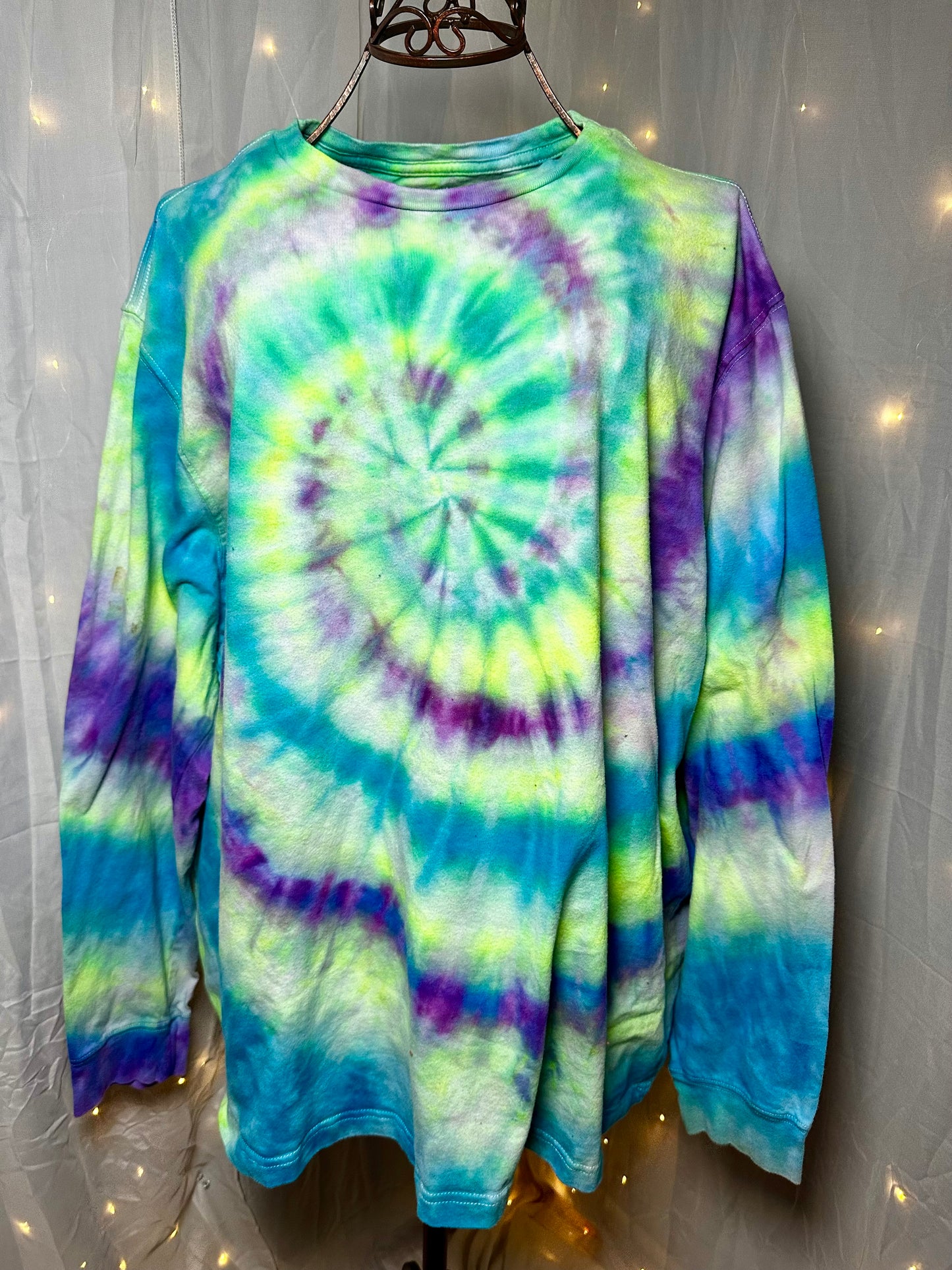 3XL Blacklight Blue Surge Spiral Long Sleeve Tee
