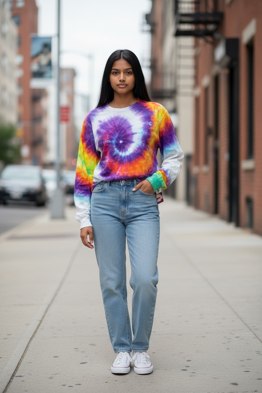 Small Sunset Orbit Swirl Long Sleeve Tee