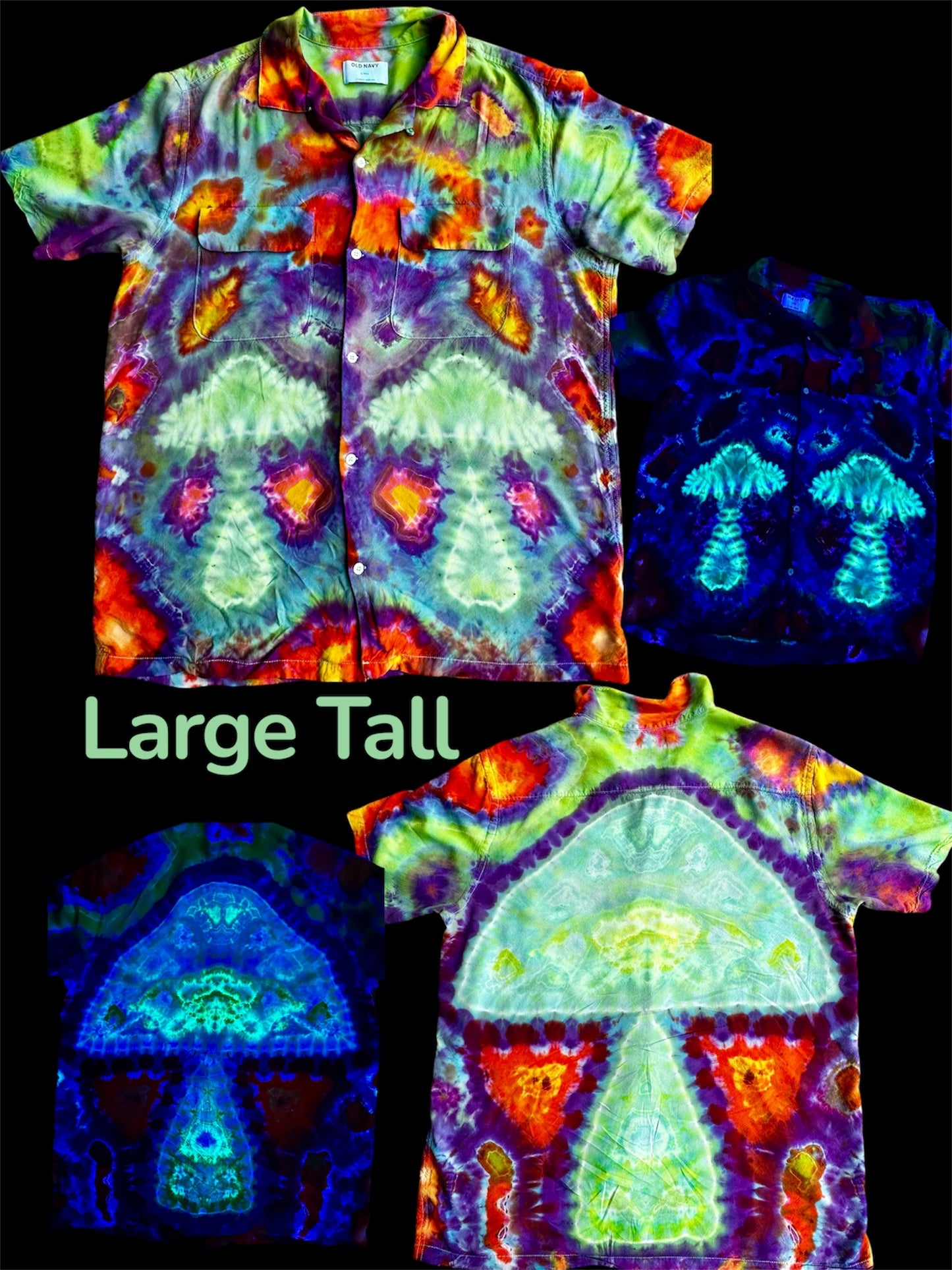 Large Tall Bioluminescent Mycelium Button-Up Shirt