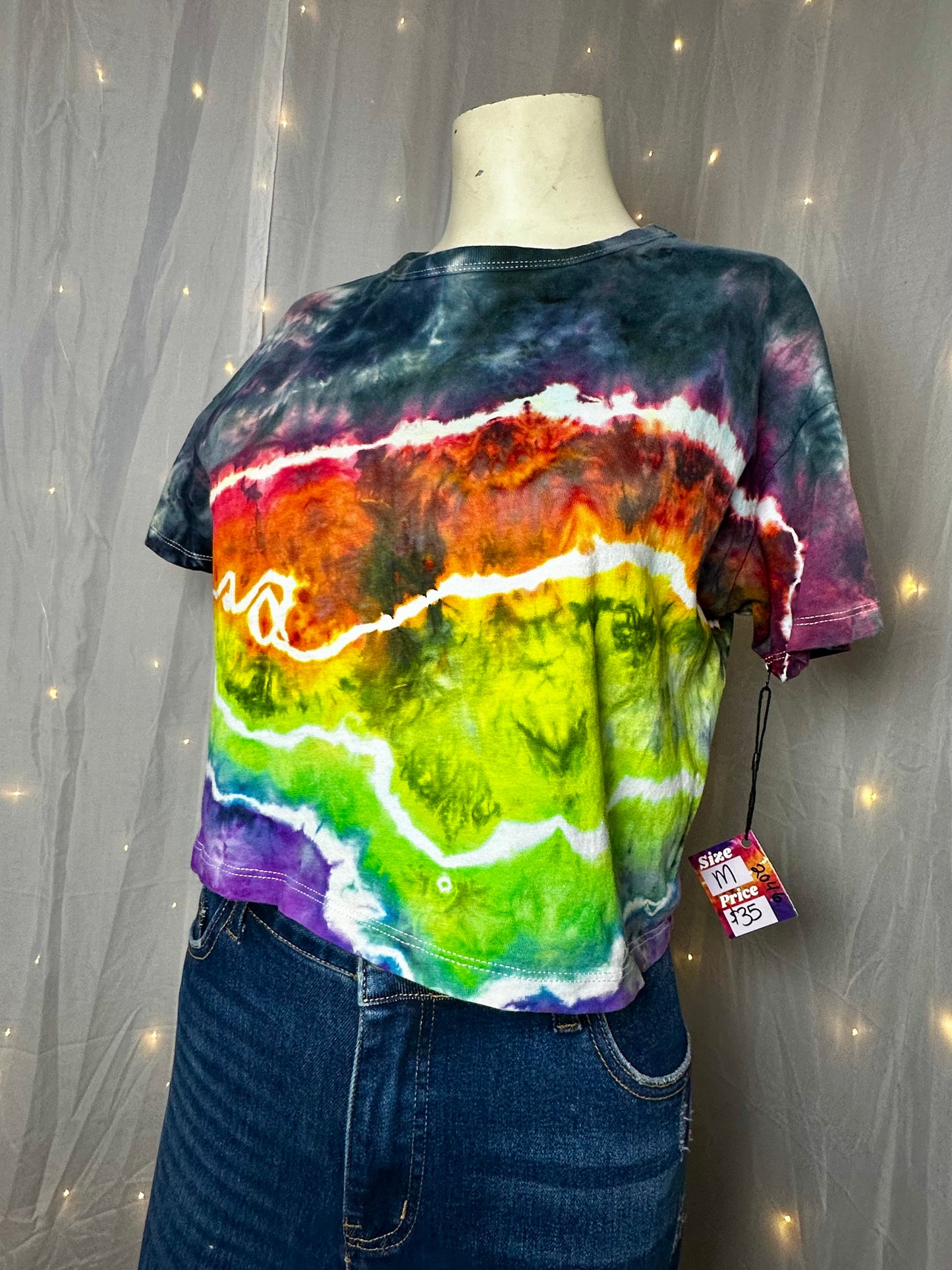 Medium Electric Rainbow Geode Crop Top