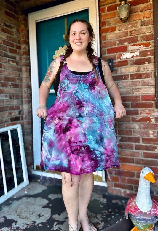 3X Ultraviolet Dream Denim Mini Overalls