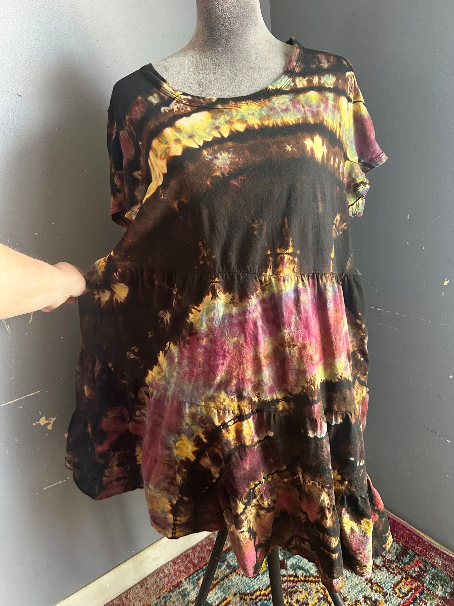XL (16) Reverse Dyed Warrior Princess Ice Dye Geode T-Shirt Dress