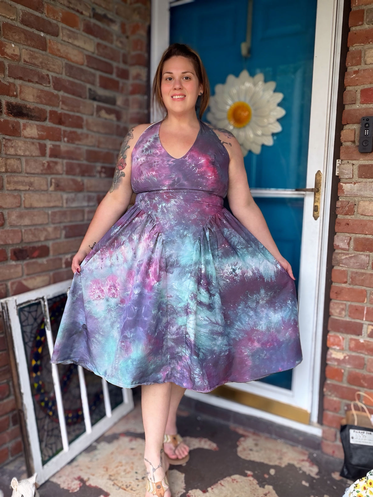 2X Lavender Galaxy Halter Midi Dress