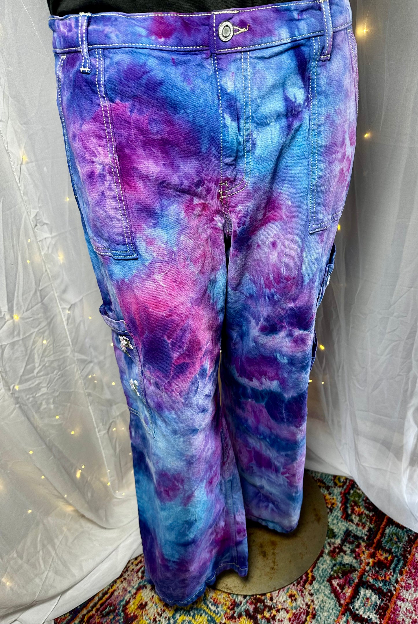 Large Cosmic Cloud Cargo Denim Pants