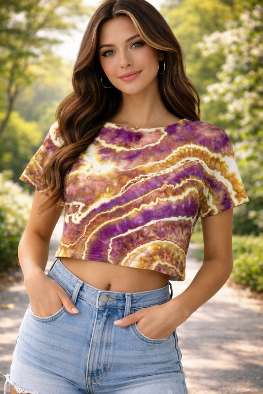Medium Rustic Amethyst & Gold Crop Top