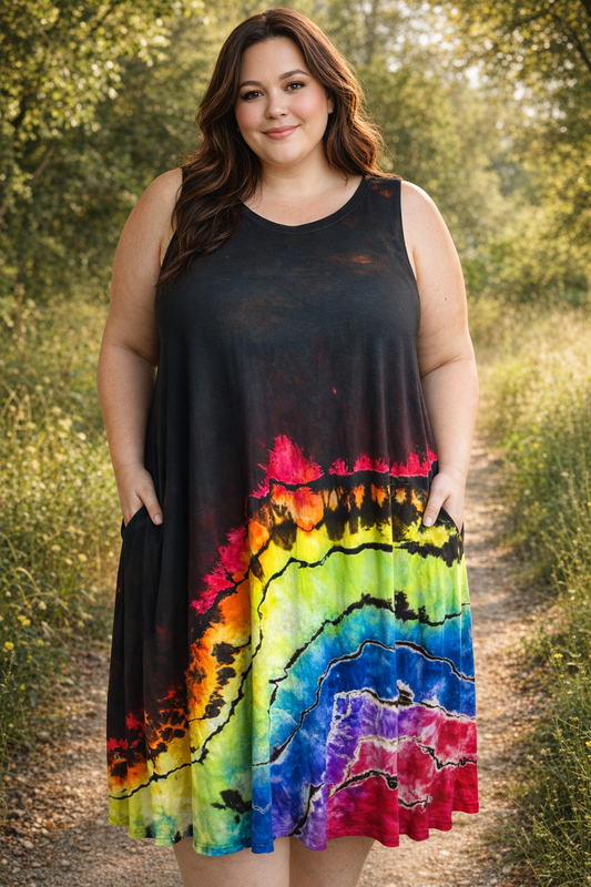 XXL Radiant Rainbow Geode Swing Dress