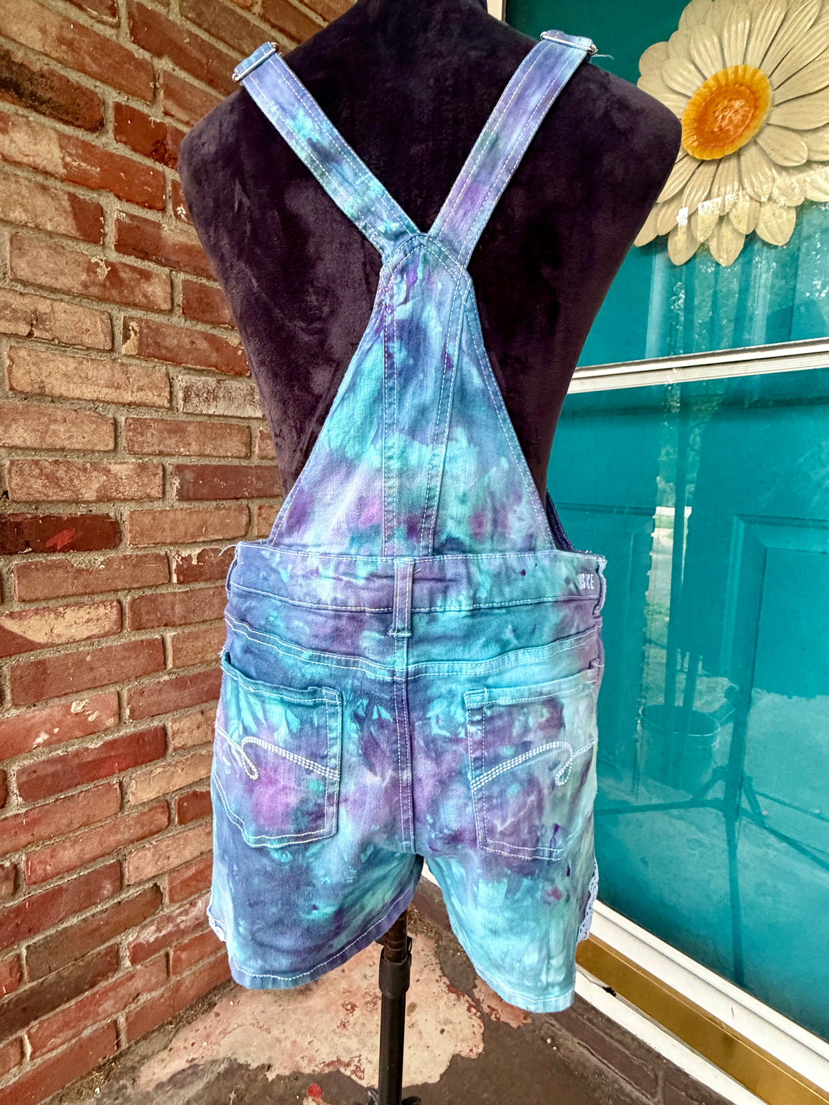 Large or (22 Plus) Cosmic Cotton Candy Denim Shortalls