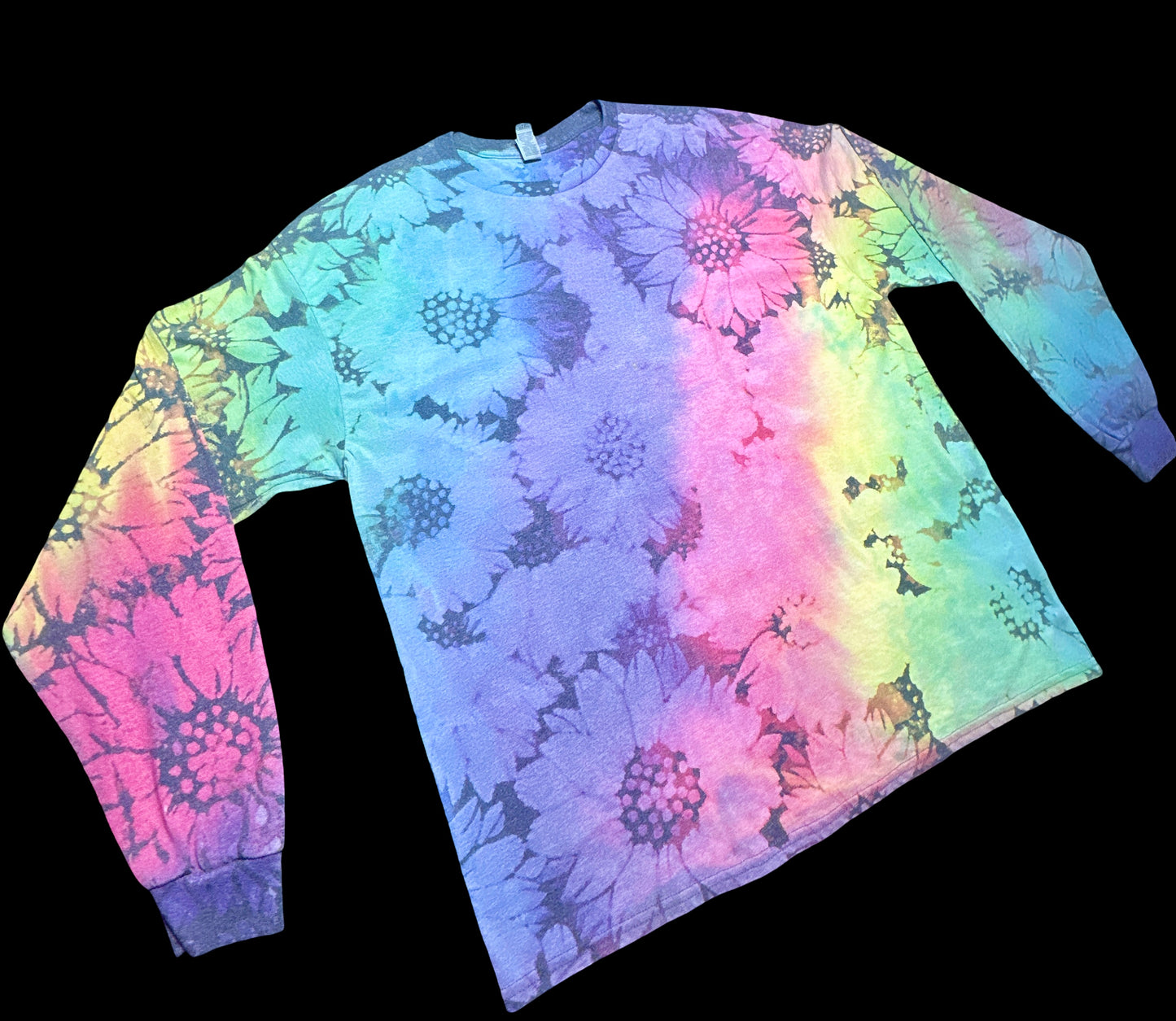 XL Pastel Rainbow Wildflower Long Sleeve Tee