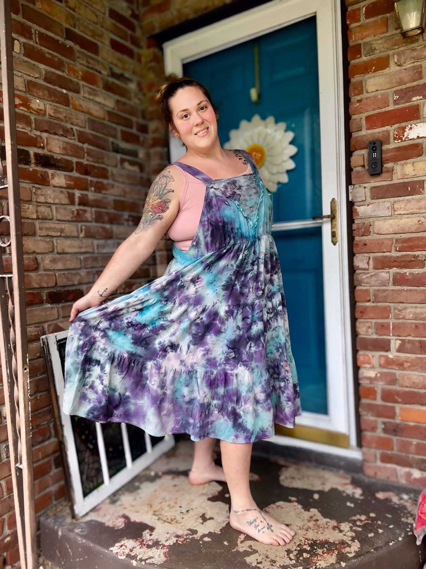 3X Dreamy Nights Twilight Cotton Bib Dress