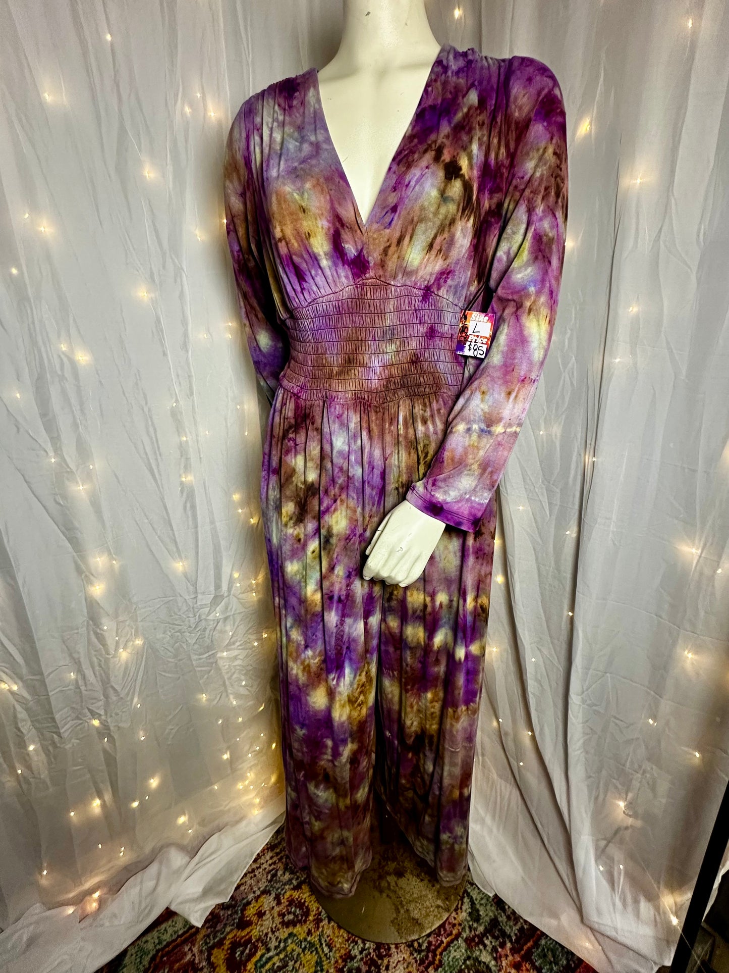 Large Plum Wildflower Vneck Jumpsuit