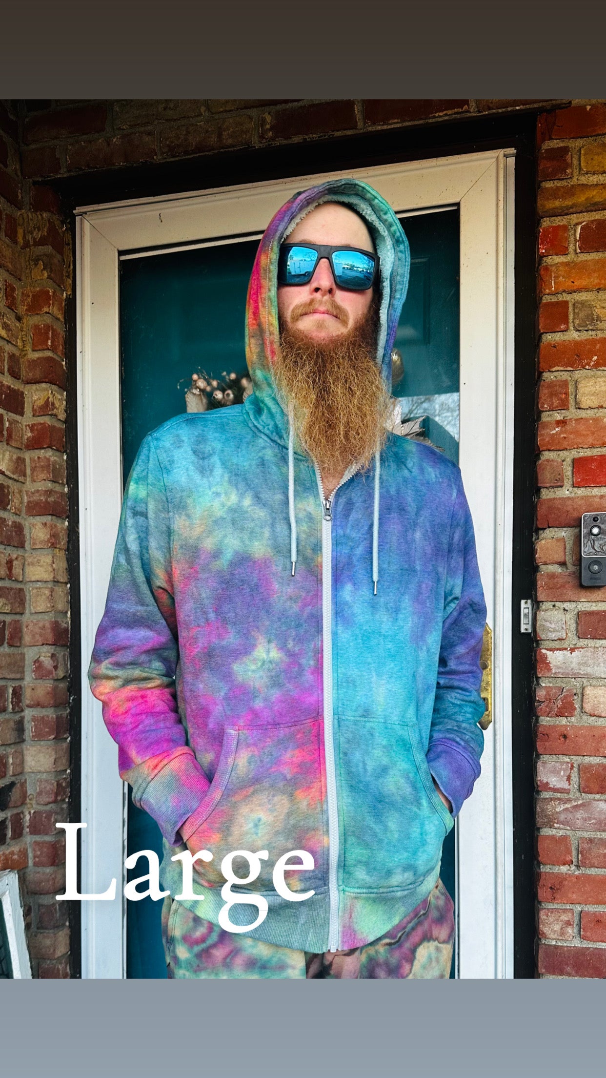 Large Electric Horizon Fleece Lined Zip-Up Hoodie