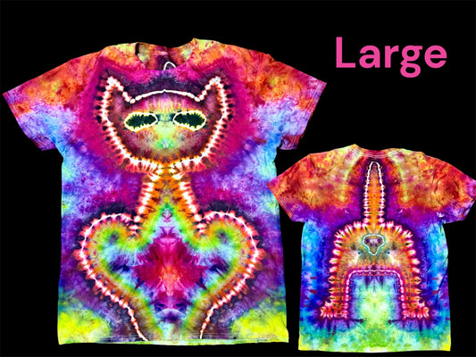 Large Electric Rainbow Purrfectly Cheeky Kitty Tee