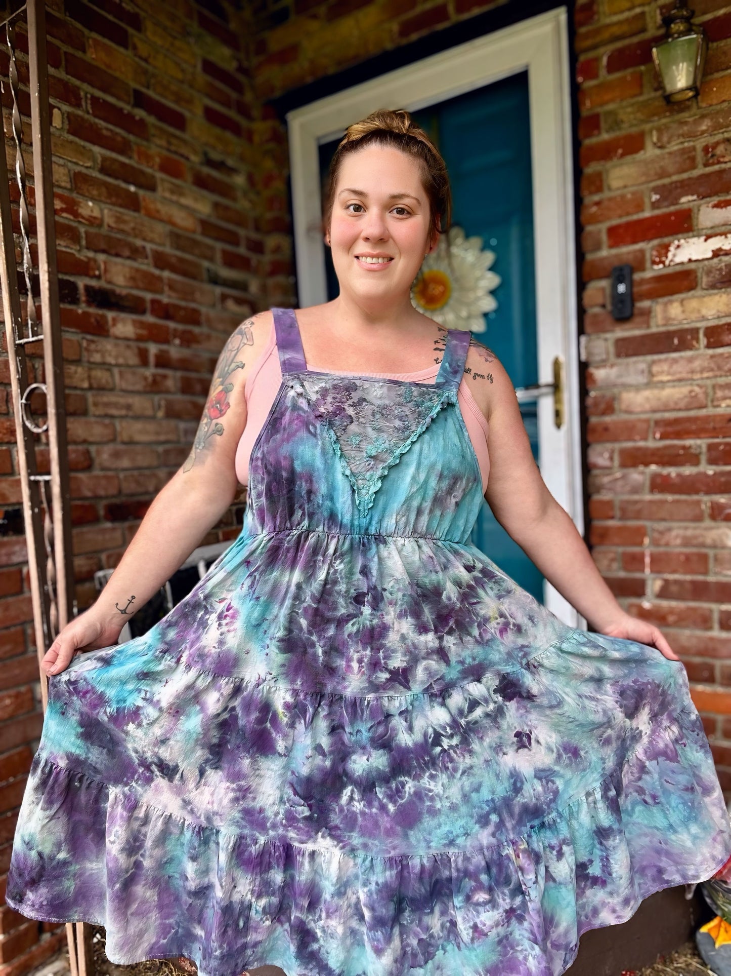 3X Dreamy Nights Twilight Cotton Bib Dress