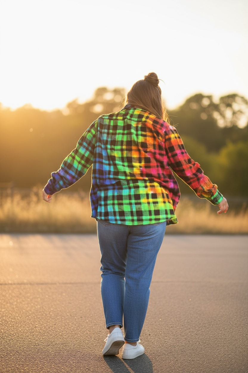Neon Rainbow Flannel