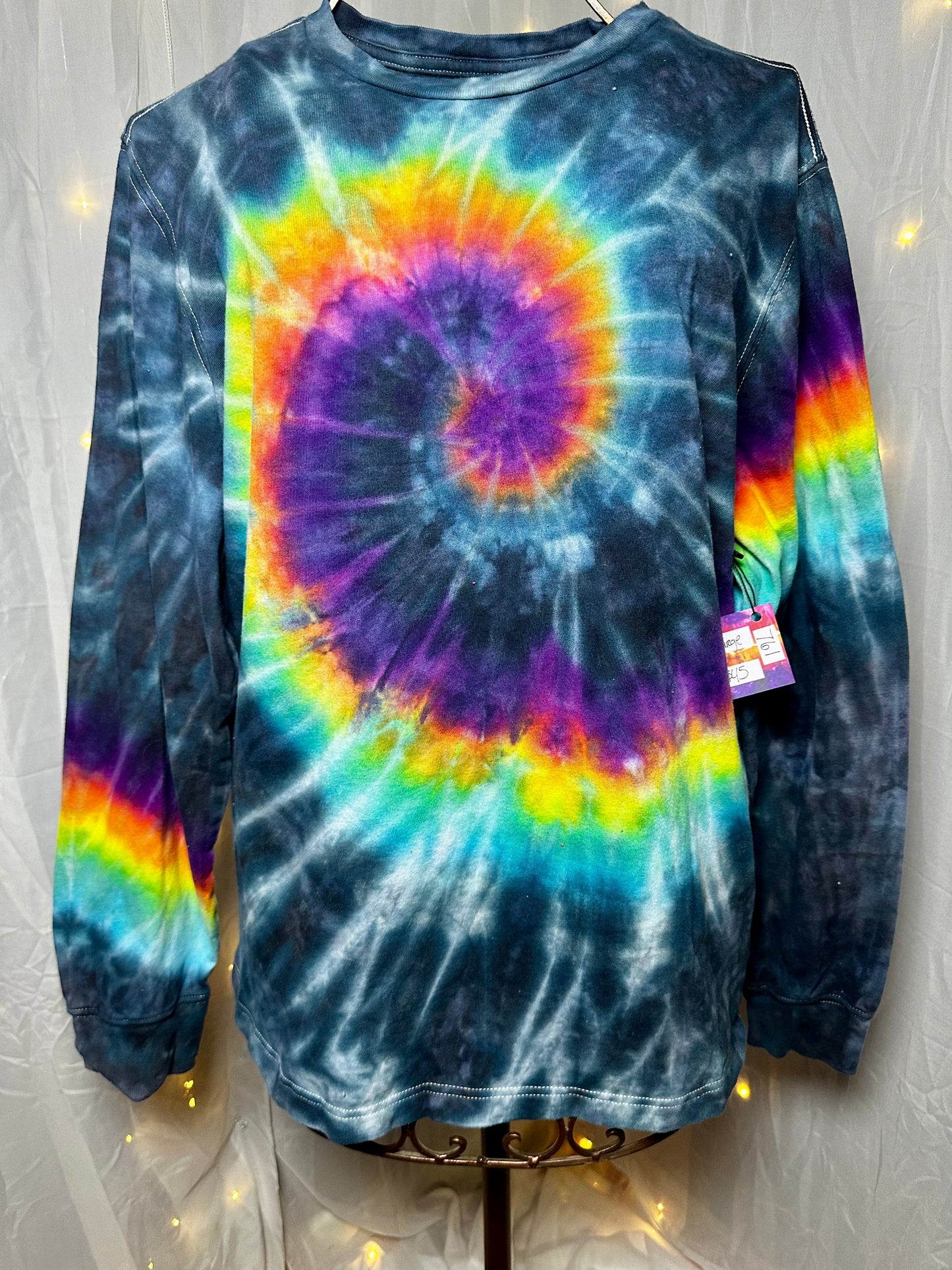 Large Neon Rainbow Spiral Surge Long Sleeve Tee