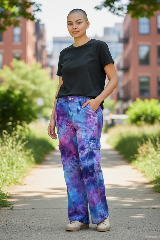Large Cosmic Cloud Cargo Denim Pants