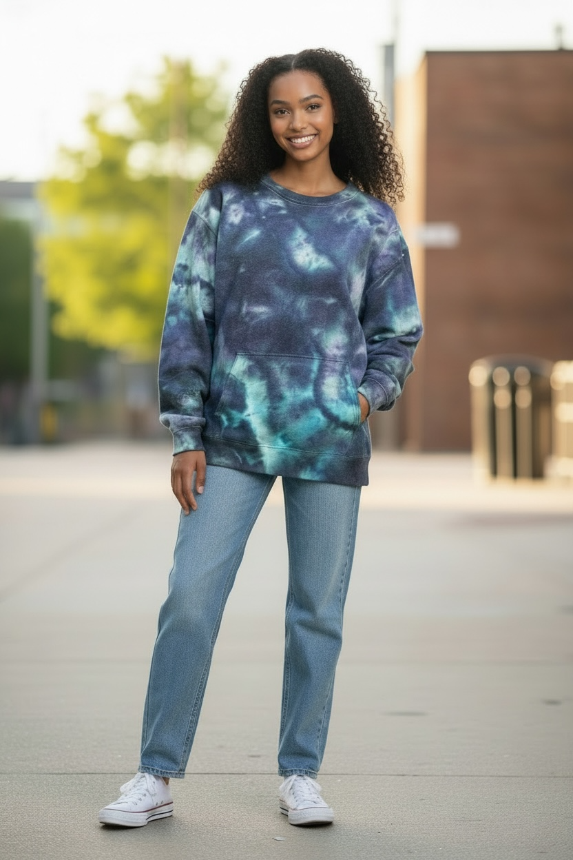 Large Dreamy Nights Crewneck Sweatshirt with kangeroo pouch