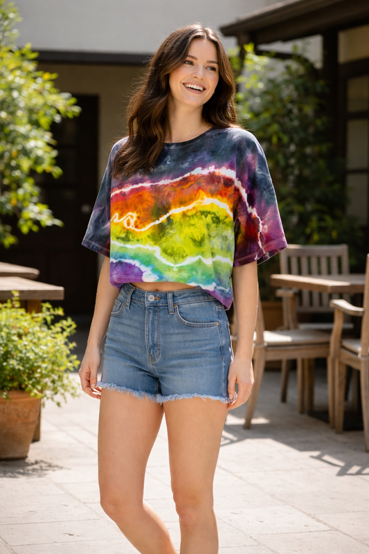 Medium Electric Rainbow Geode Crop Top