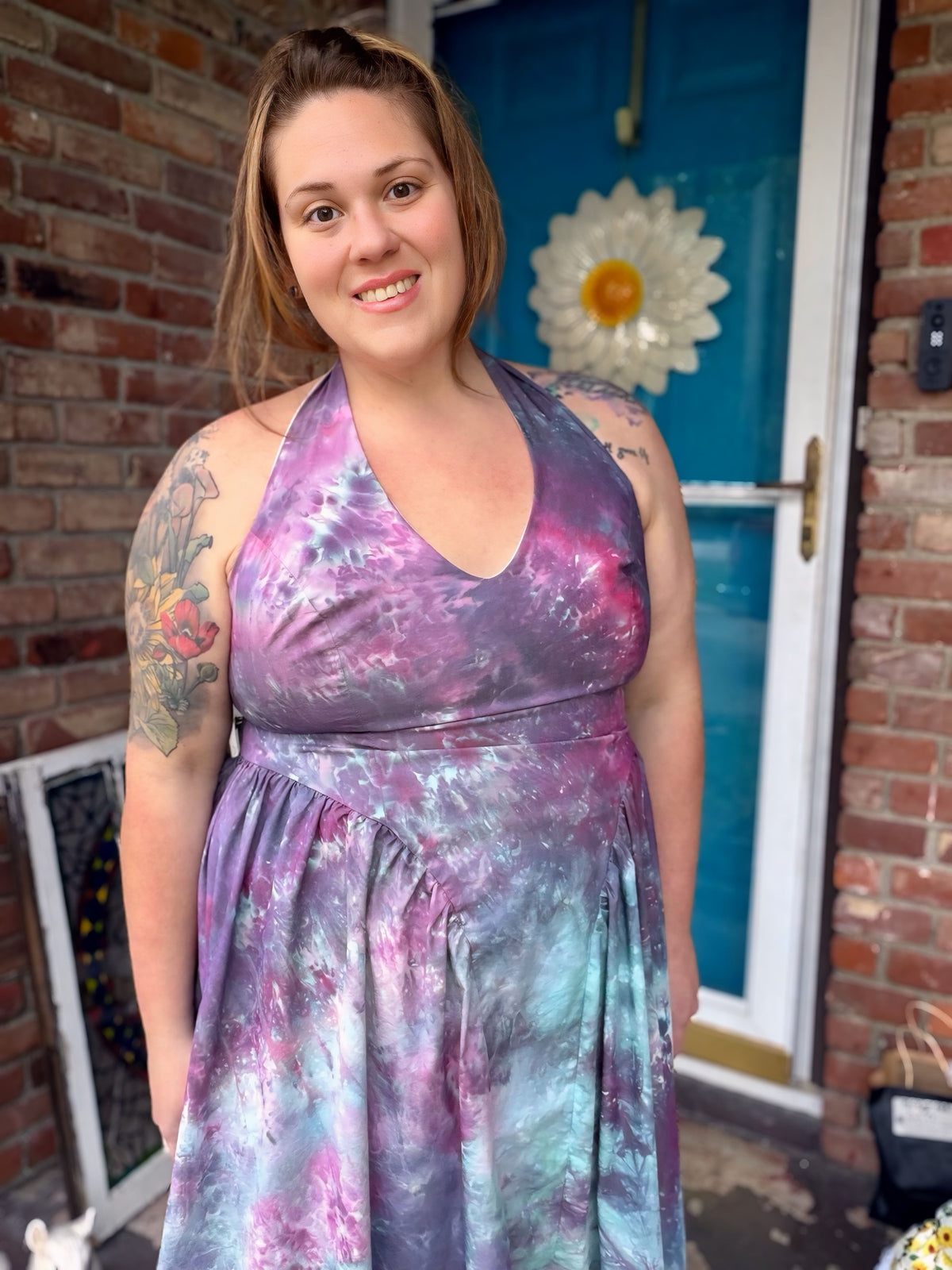 2X Lavender Galaxy Halter Midi Dress