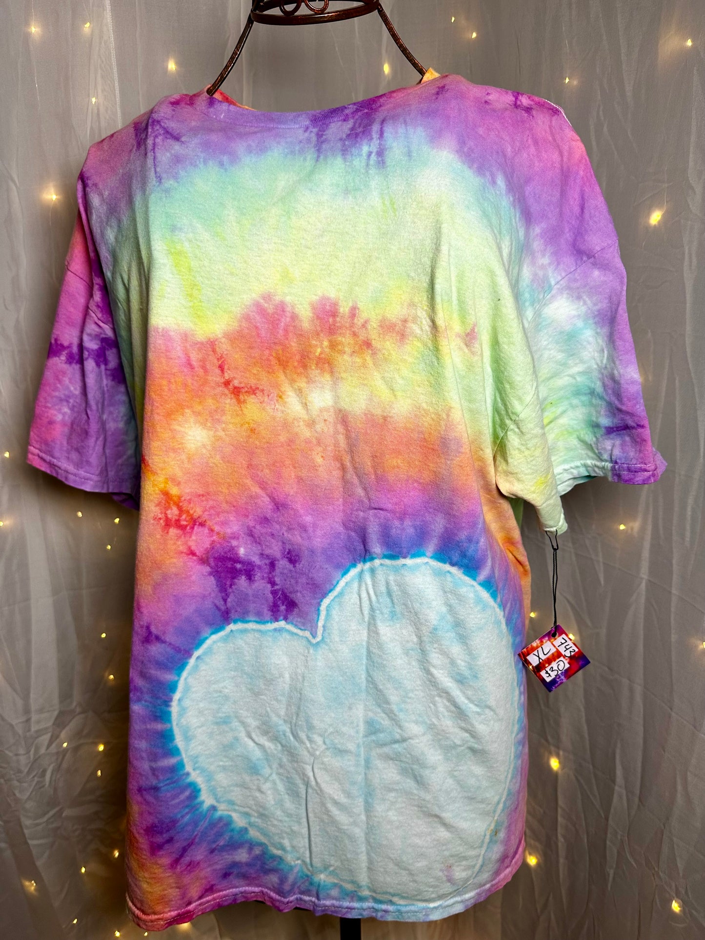 XL Cotton Candy Rainbow Heart Tee