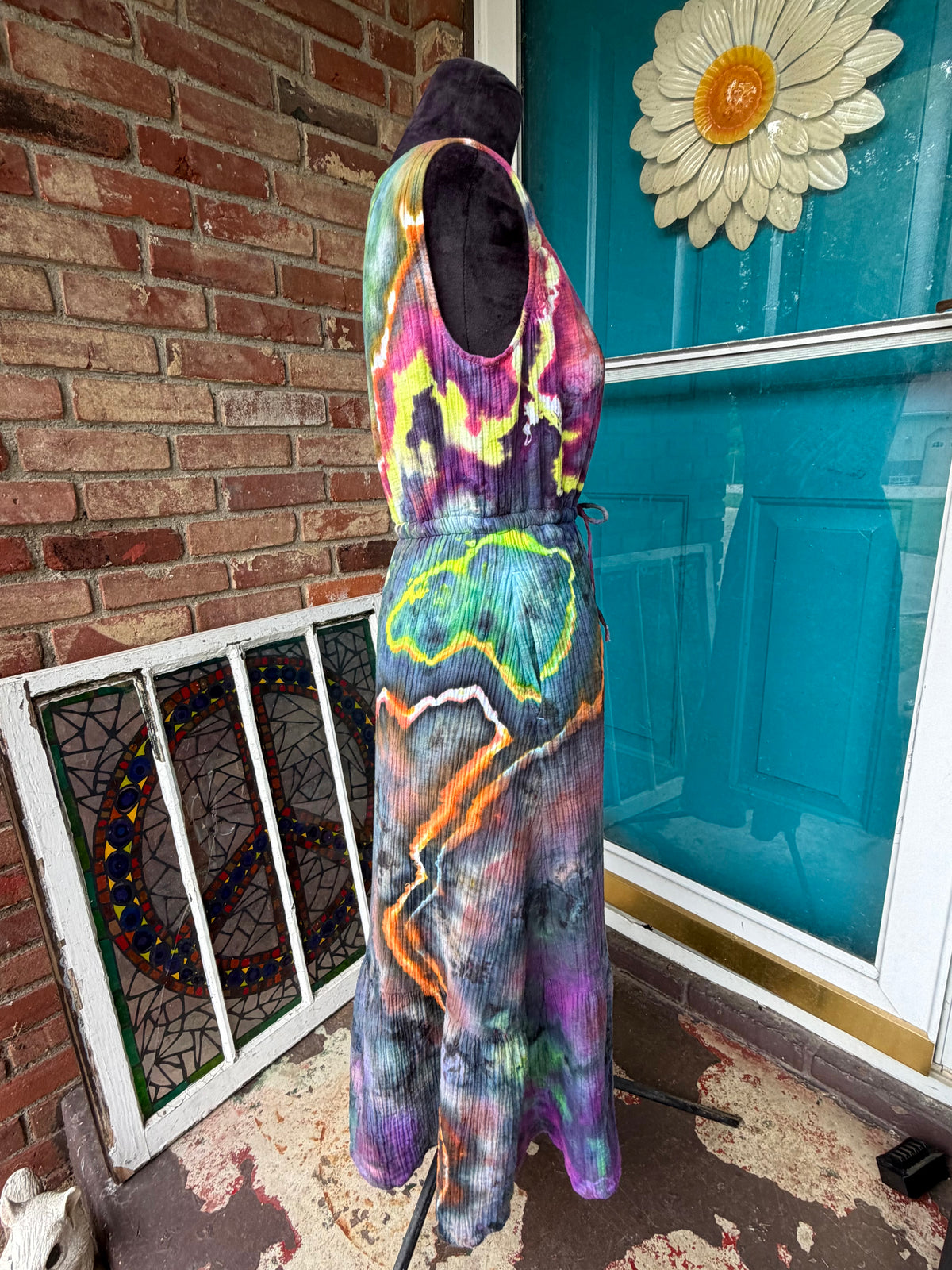 XS (2) Rainbow Thunderstorm Midi Dress