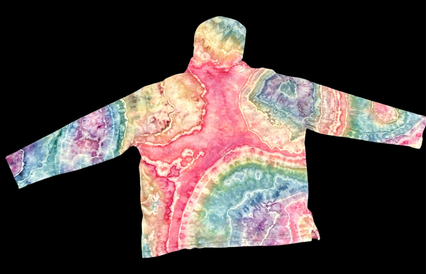 2XL Retro Rainbow Geode – Hooded Long Sleeve Tee
