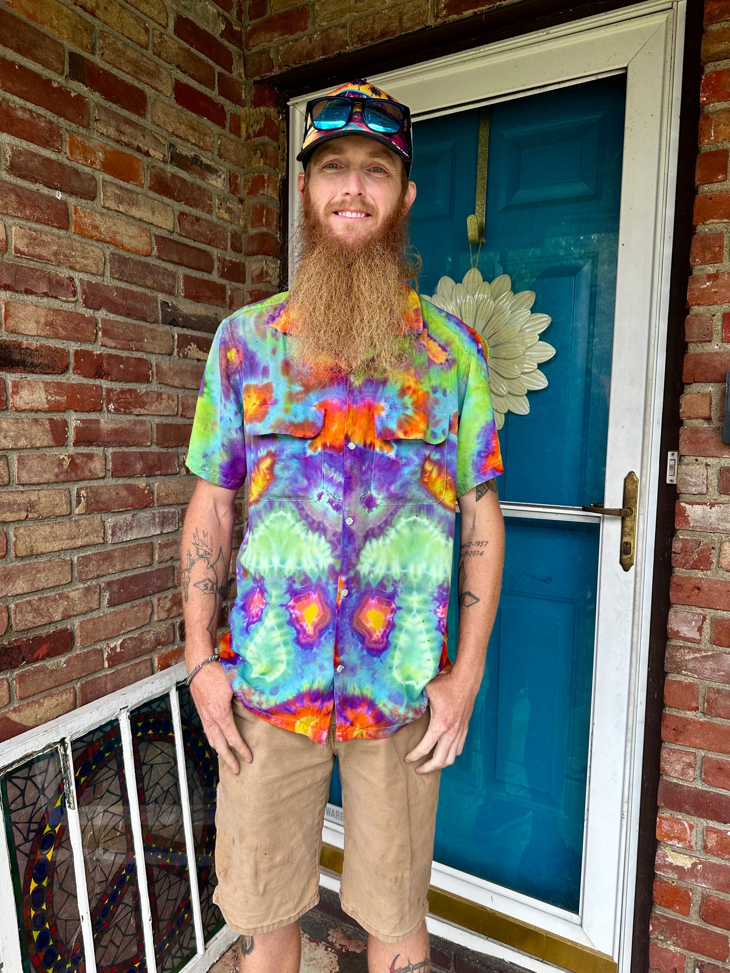 Large Tall Bioluminescent Mycelium Button-Up Shirt