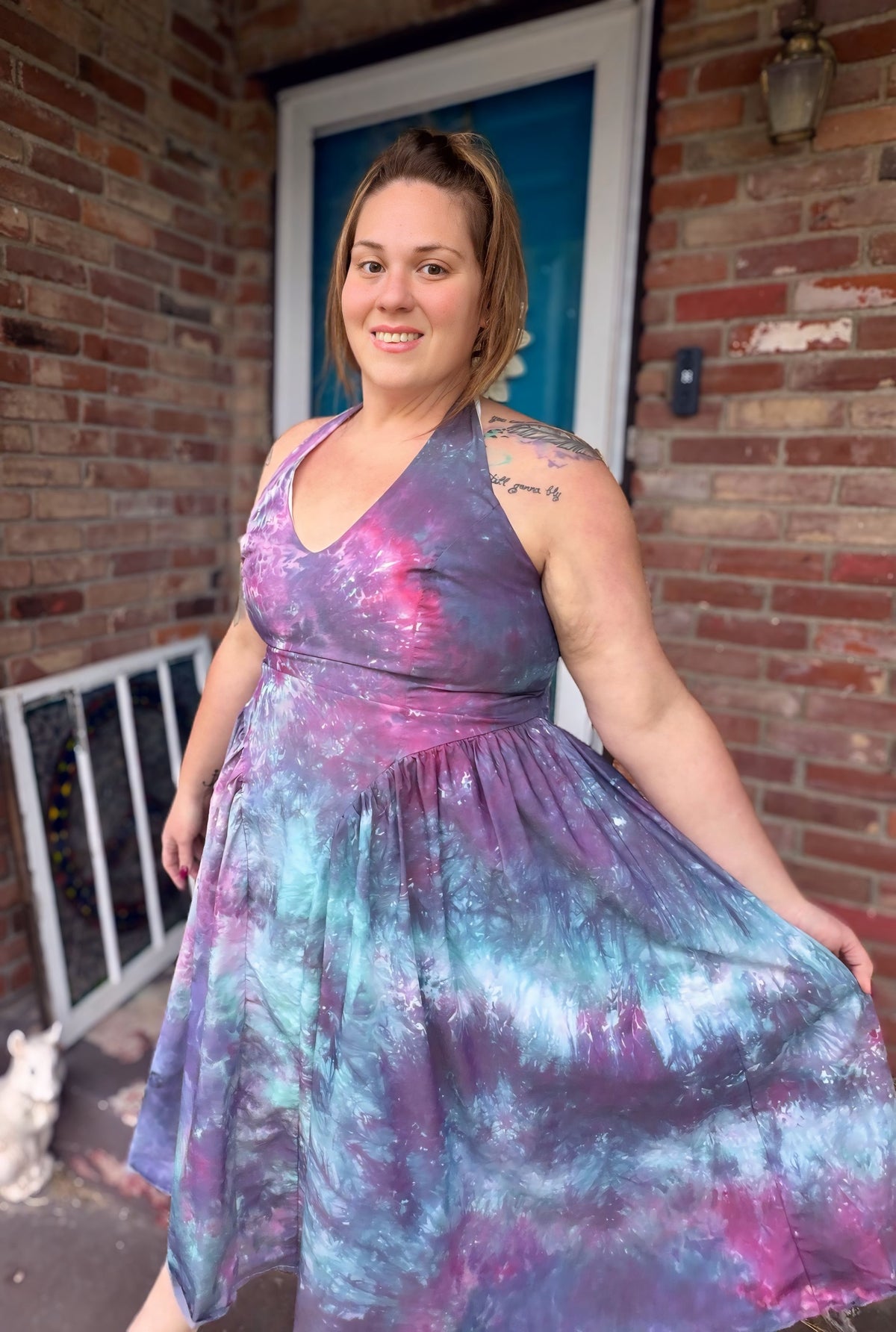 2X Lavender Galaxy Halter Midi Dress