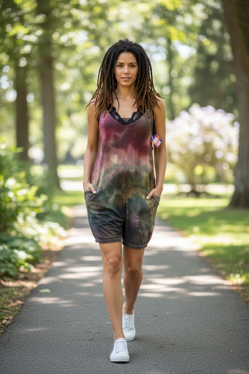 Medium Retro Rustic Rainbow Romper