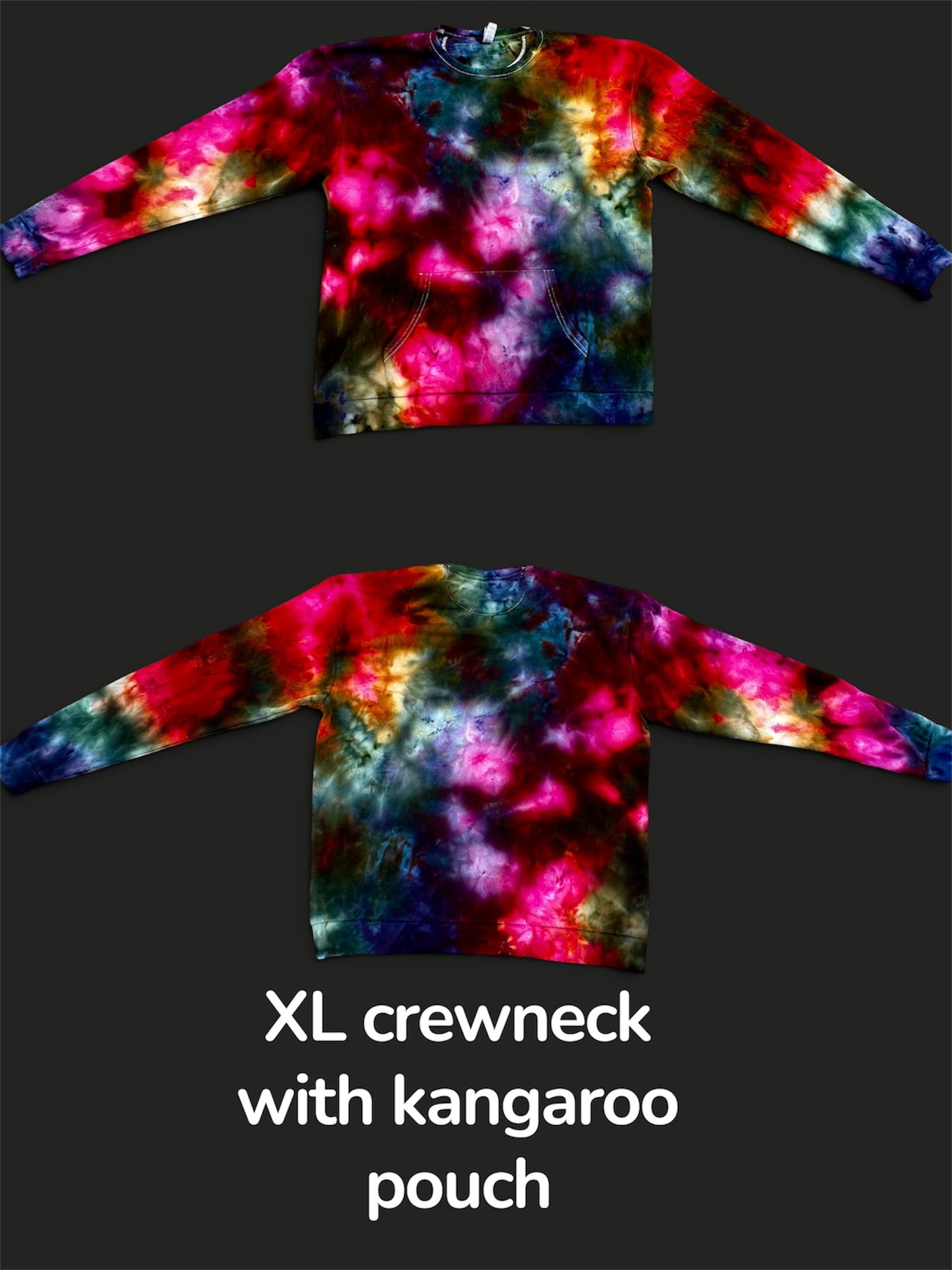 XL Stained Glass Skies Crewneck with Kangaroo Pouch