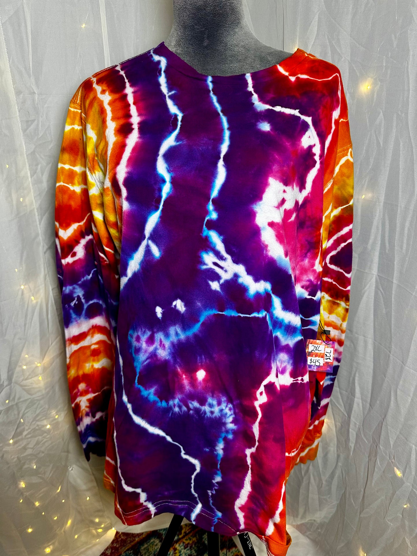 2XL Electric Sundown Geode Long Sleeve T-Shirt