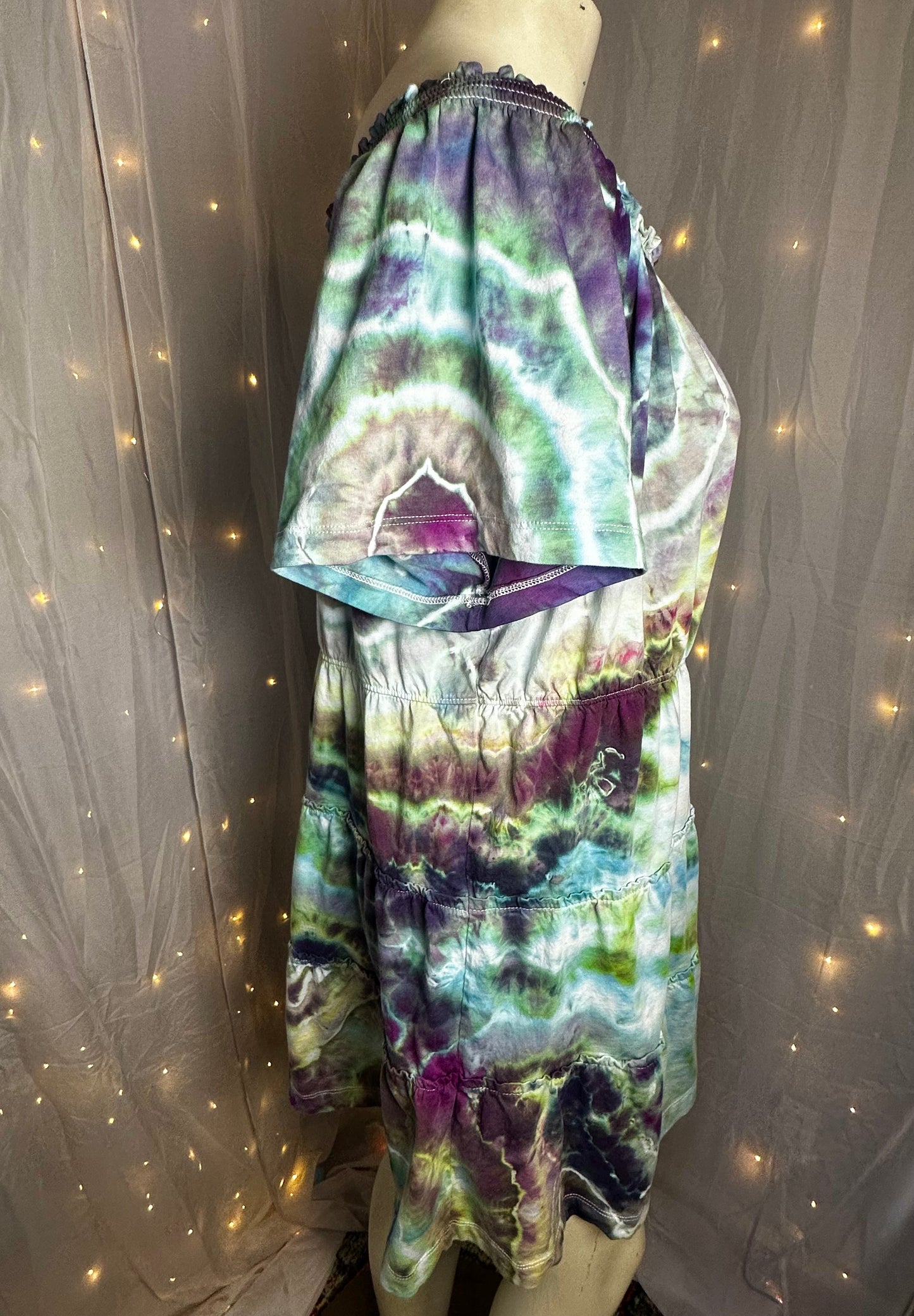 XL Dewdrop Hollow Tiered T-Shirt Dress