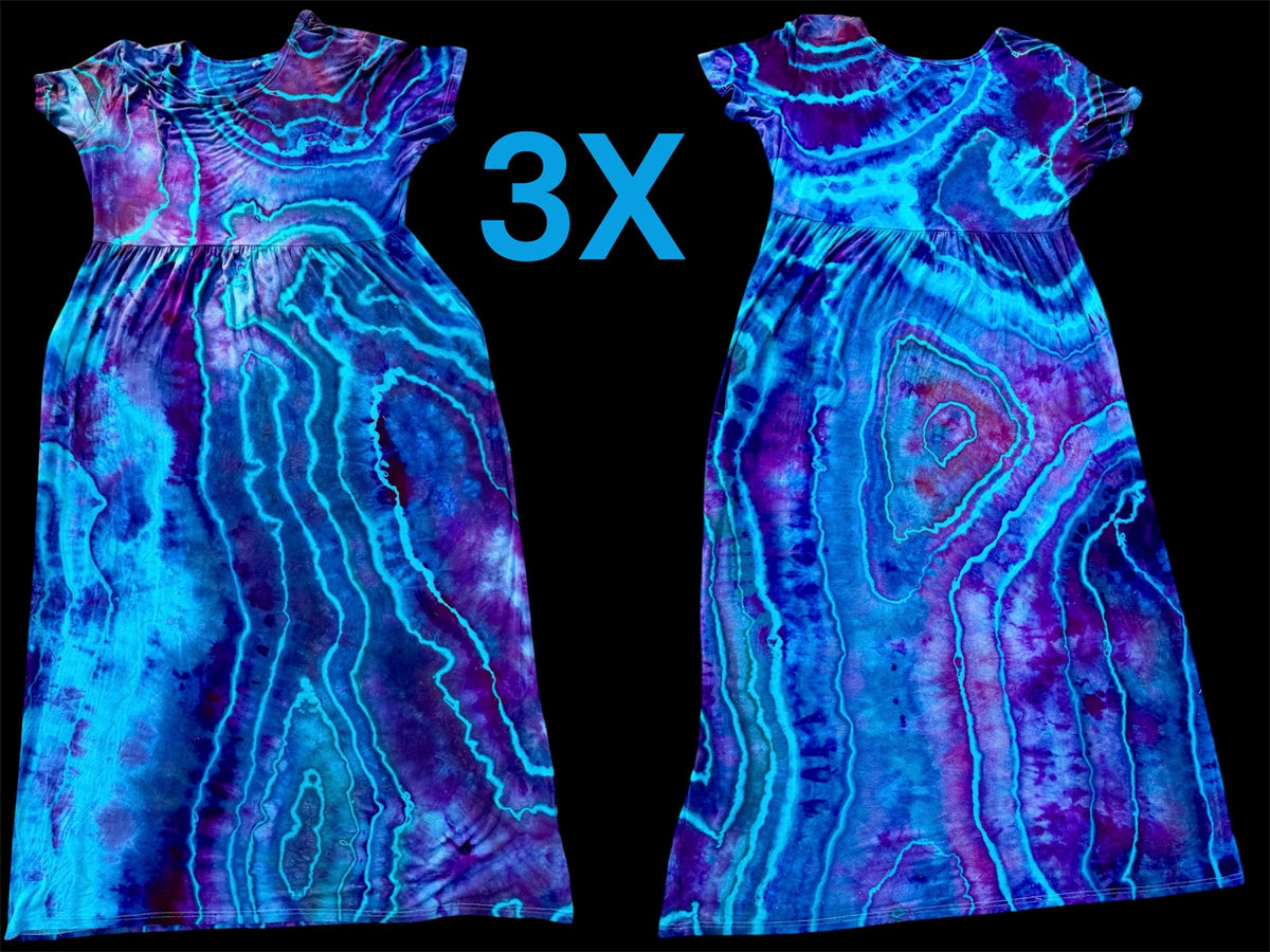3X Cosmic Blue Agate Maxi Dress