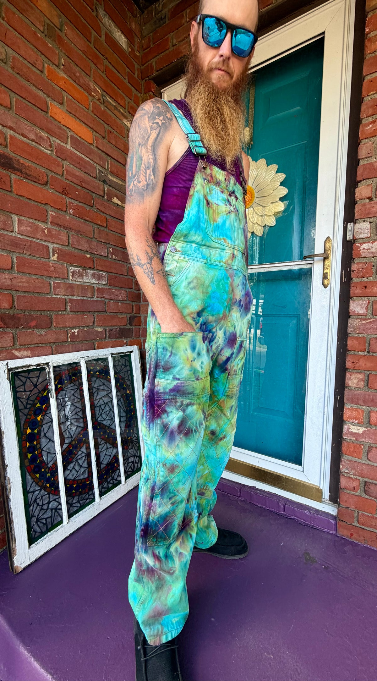 Small Groovy Grunge Overall Bibs – Hand-Dyed BDG Utility Overalls