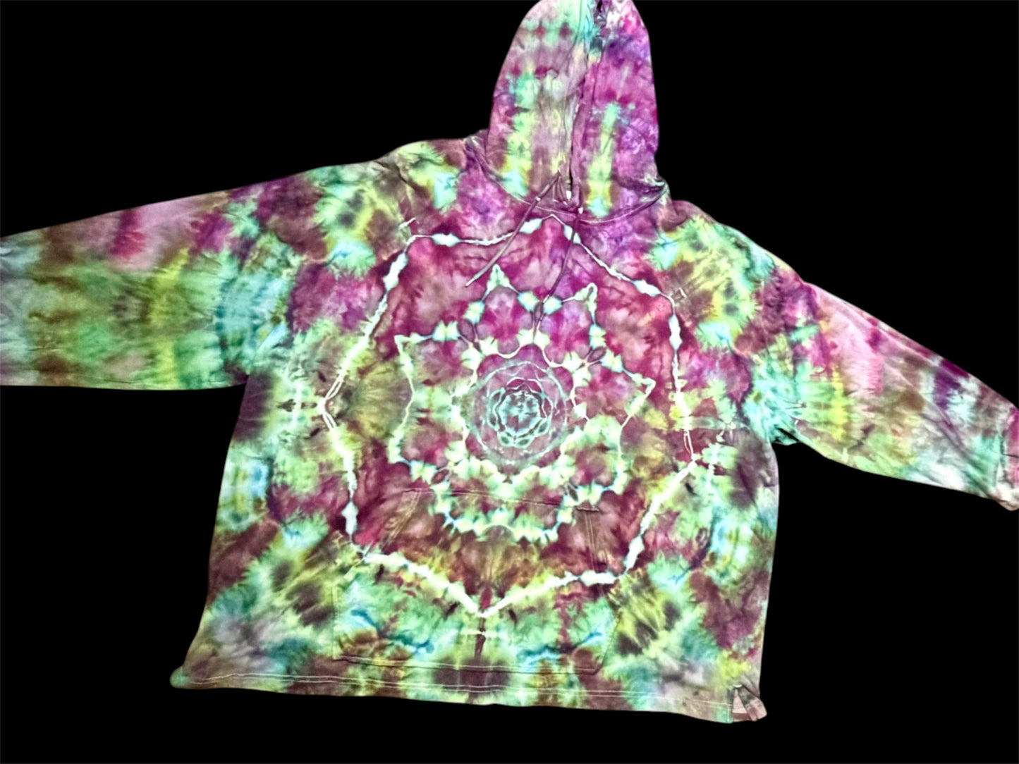 5XL Mystic Kaleidoscope Long Sleeve Hooded Shirt