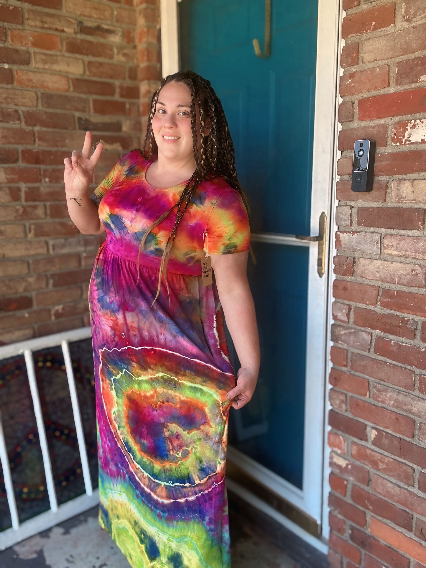 3X Trippy Rainbow maxi dress w/ pockets