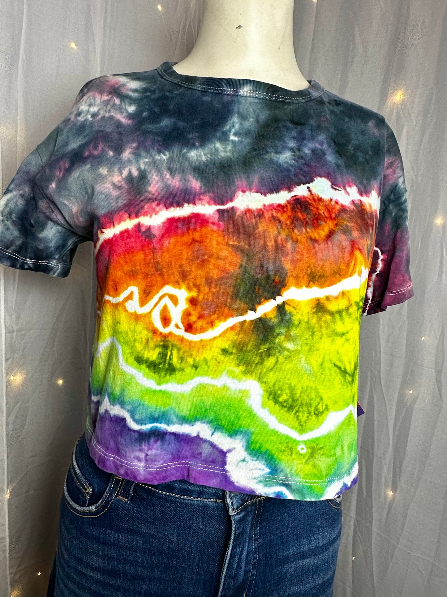 Medium Electric Rainbow Geode Crop Top