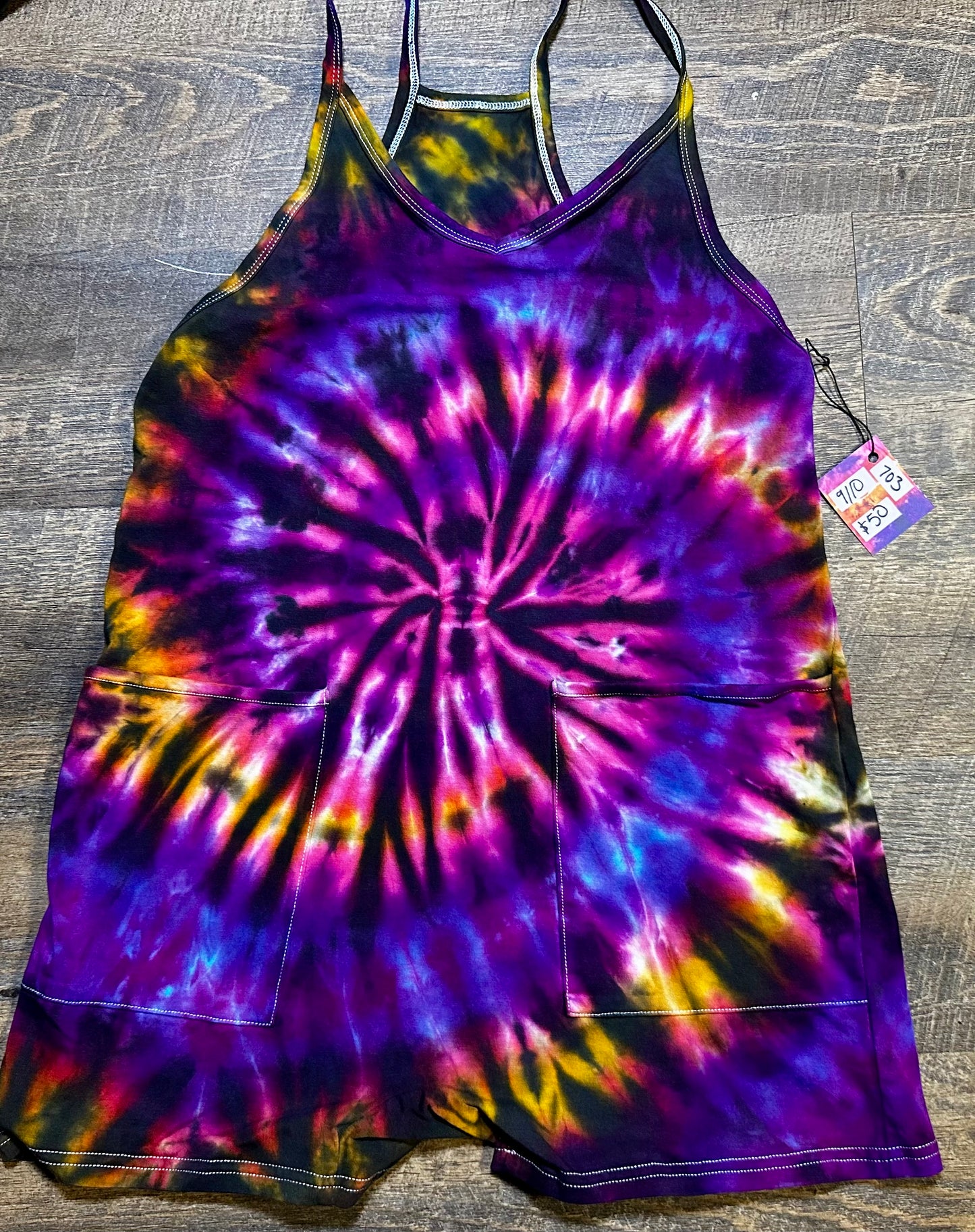 Youth Medium (9/10 yo) Electric Sunset Spiral Romper